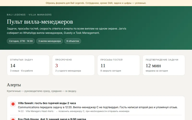 Пульт вилла-менеджеров